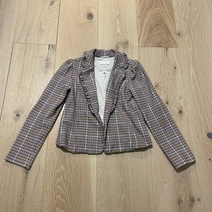 Janie & Jack Equestrian Plaid jacket with ruffle collar